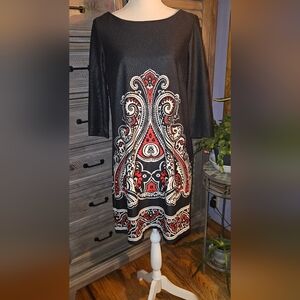 Black and Red Graphic Print Dress Sz 10 Like New Condition. Worn 2x